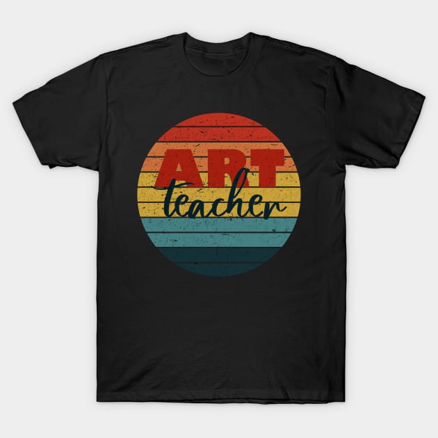 Favorite Art Teacher Rainbow Retro Grunge T-Shirt by Heartsake